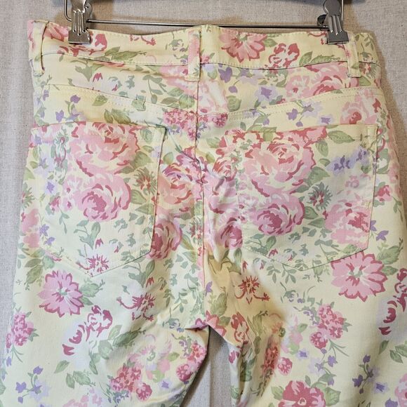 Liverpool Jeans Lemon Creme Yellow Floral Slim Fit Ankle Length Size 10 - Picture 6 of 10